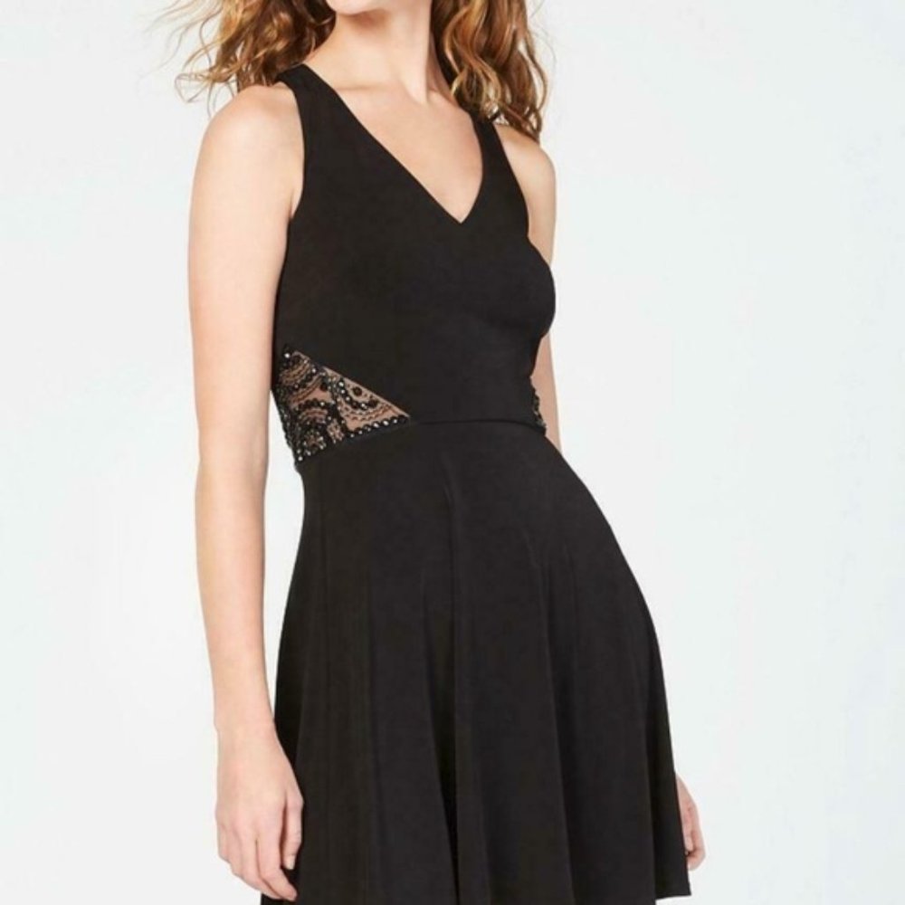 BCX Black with Crystal Waist Detail Cocktail Dress
